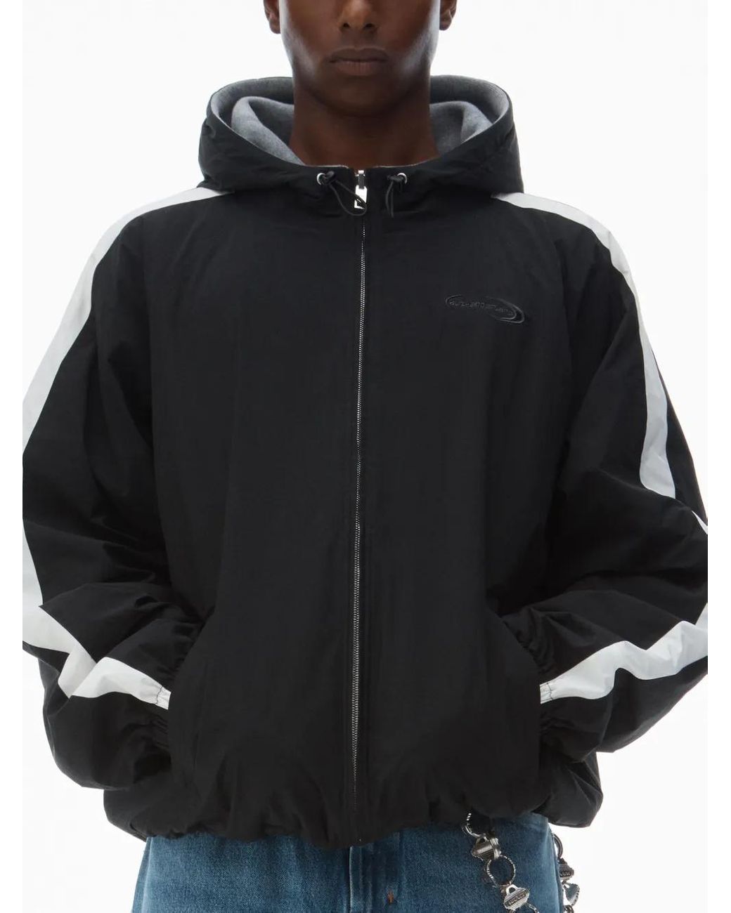 Alexander Wang Reversible Raglan Zip Hoodie in Black | Lyst