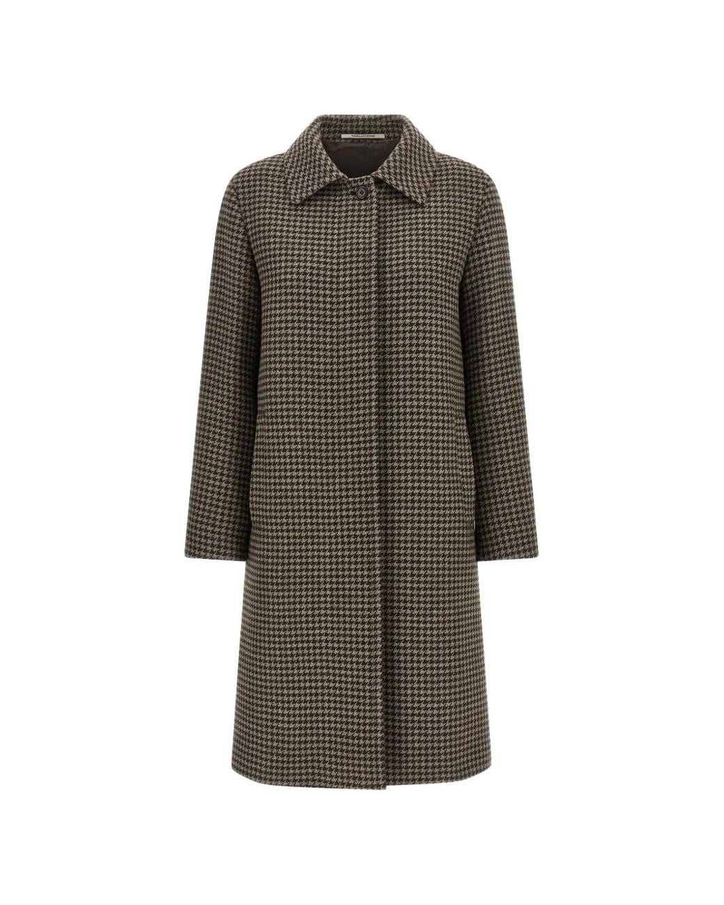 Tagliatore Gray Jane Houndstooth-Pattern Coat