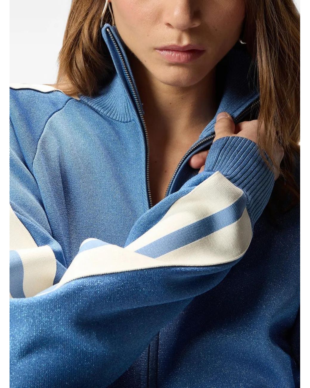 Pinko Blue Zipped Sweatshirt With Love Birds Logo