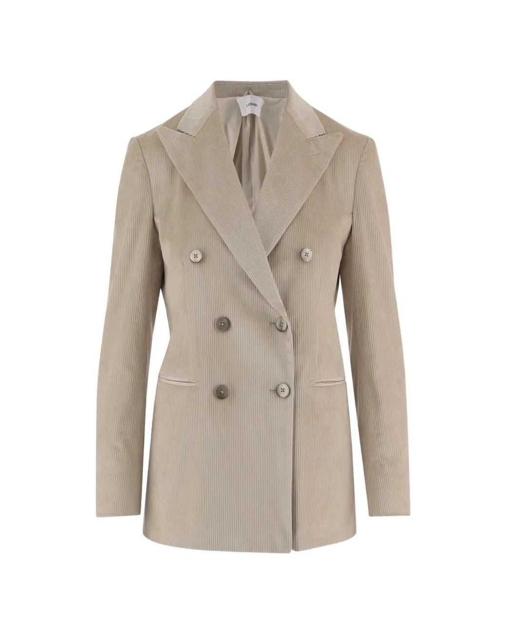 Lardini Natural Double-Breasted Corduroy Blazer