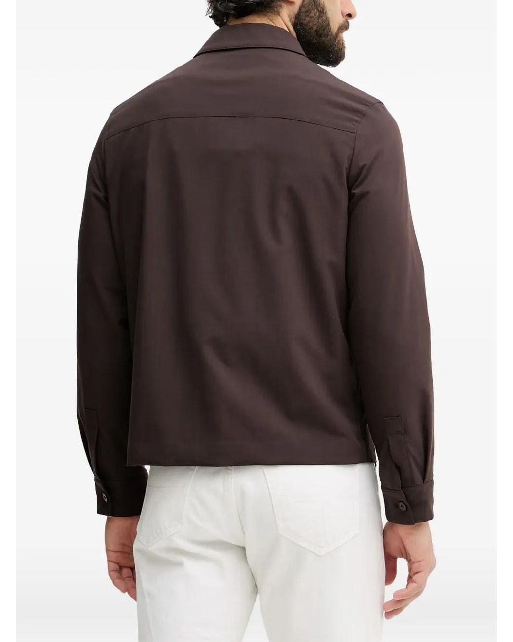 Sisley Brown Button-Up Collared Jacket for men