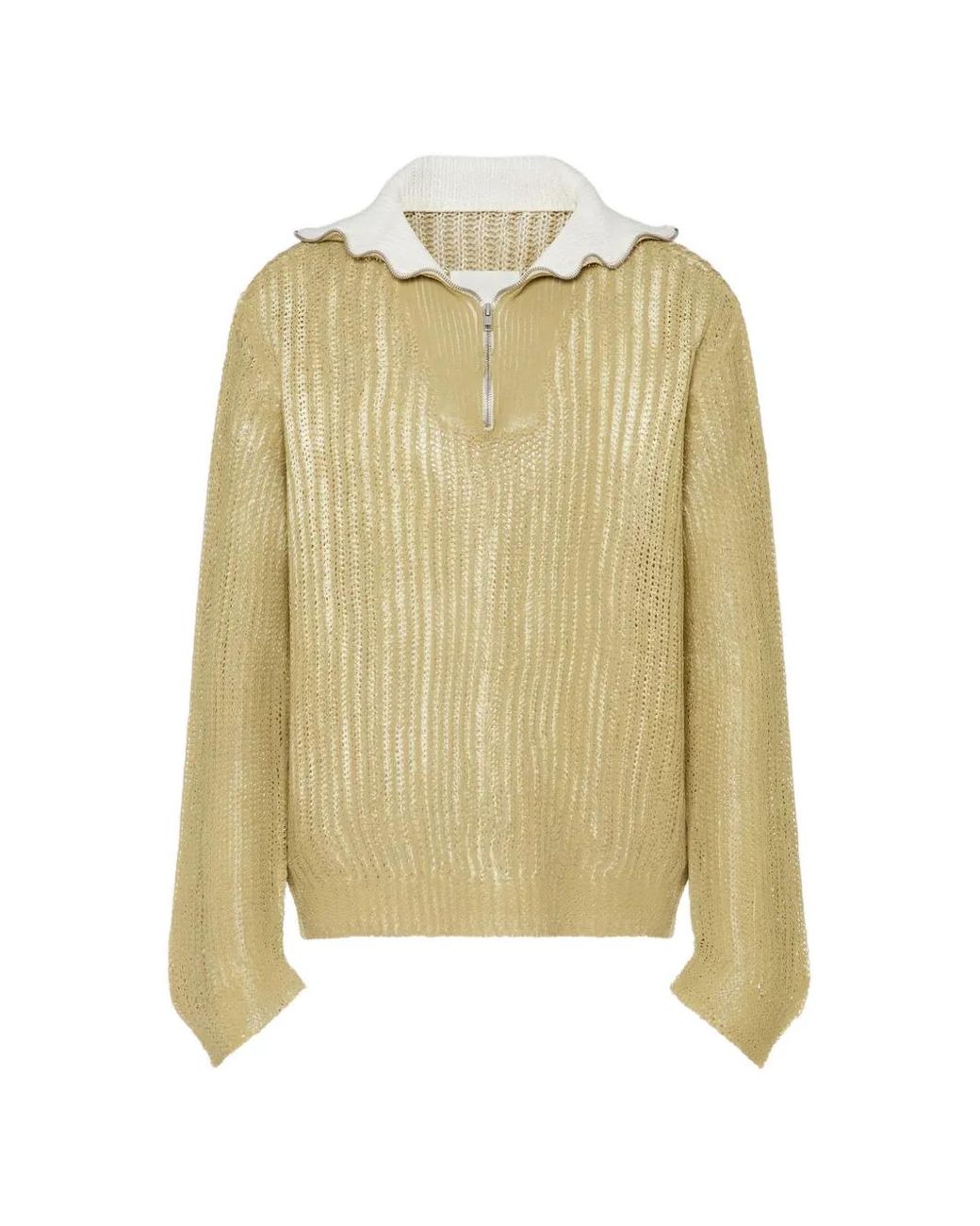 Maison Margiela Metallic Zip-Neck Open-Knit Sweater for men