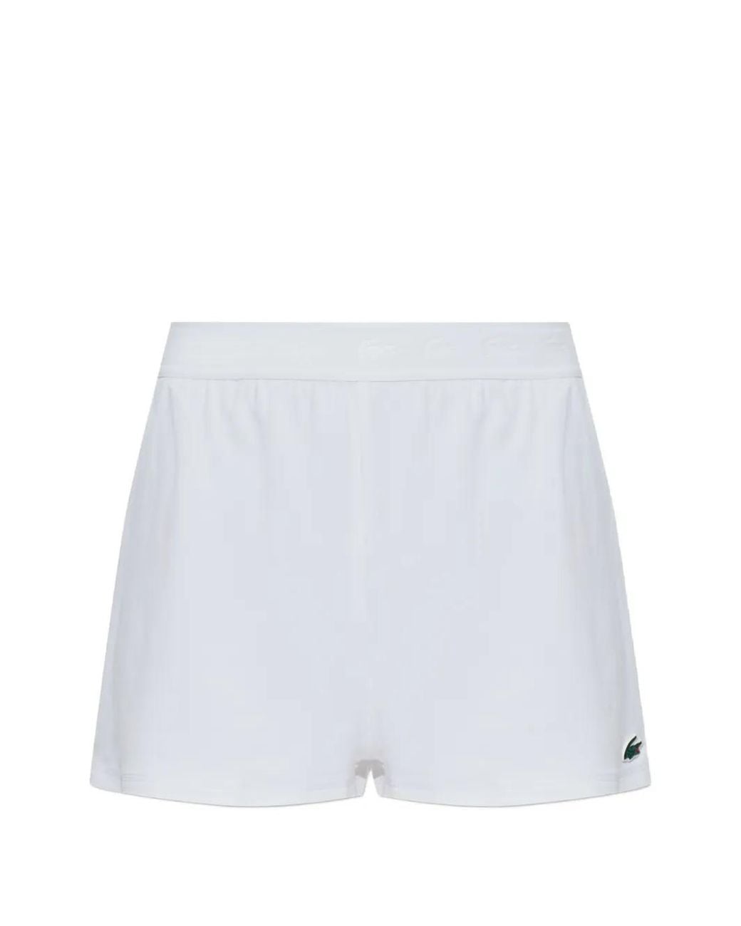 Lacoste White Ultra Dry Logo-Patch Running Shorts