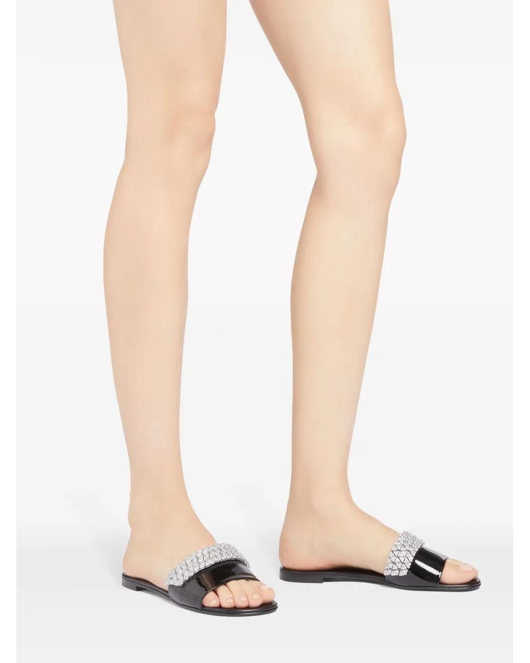 Giuseppe Zanotti Black Tesy Rhinestone-Embellished Sandals