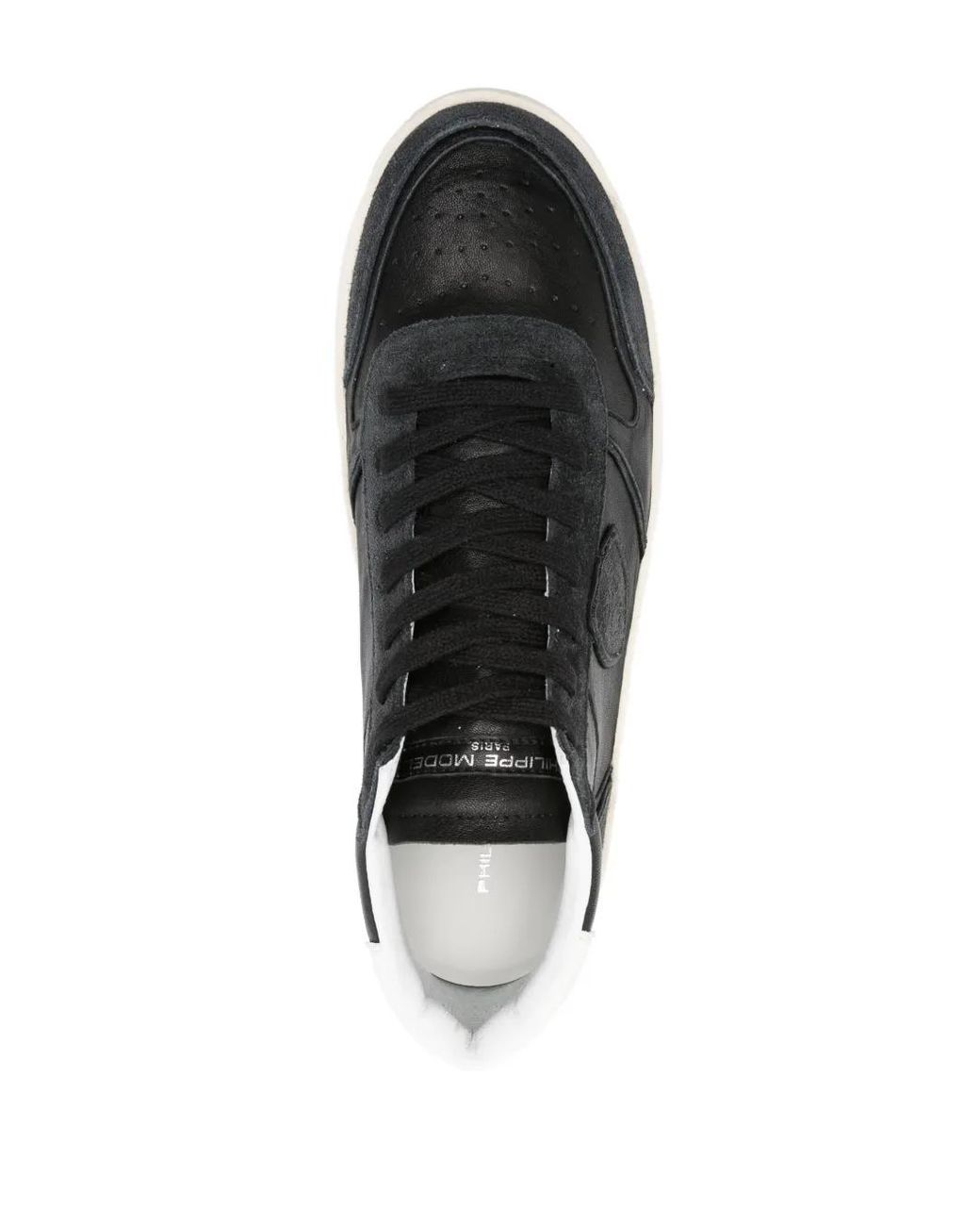 Philippe Model Black Perforated Leather Low-Top Sneakers for men