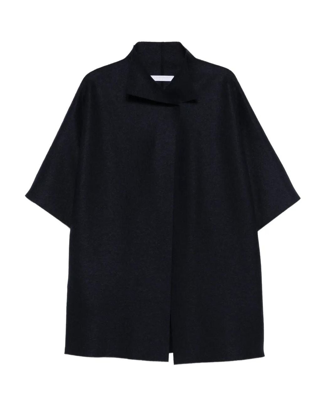 Harris Wharf London Blue Short-Sleeve Collared Coat