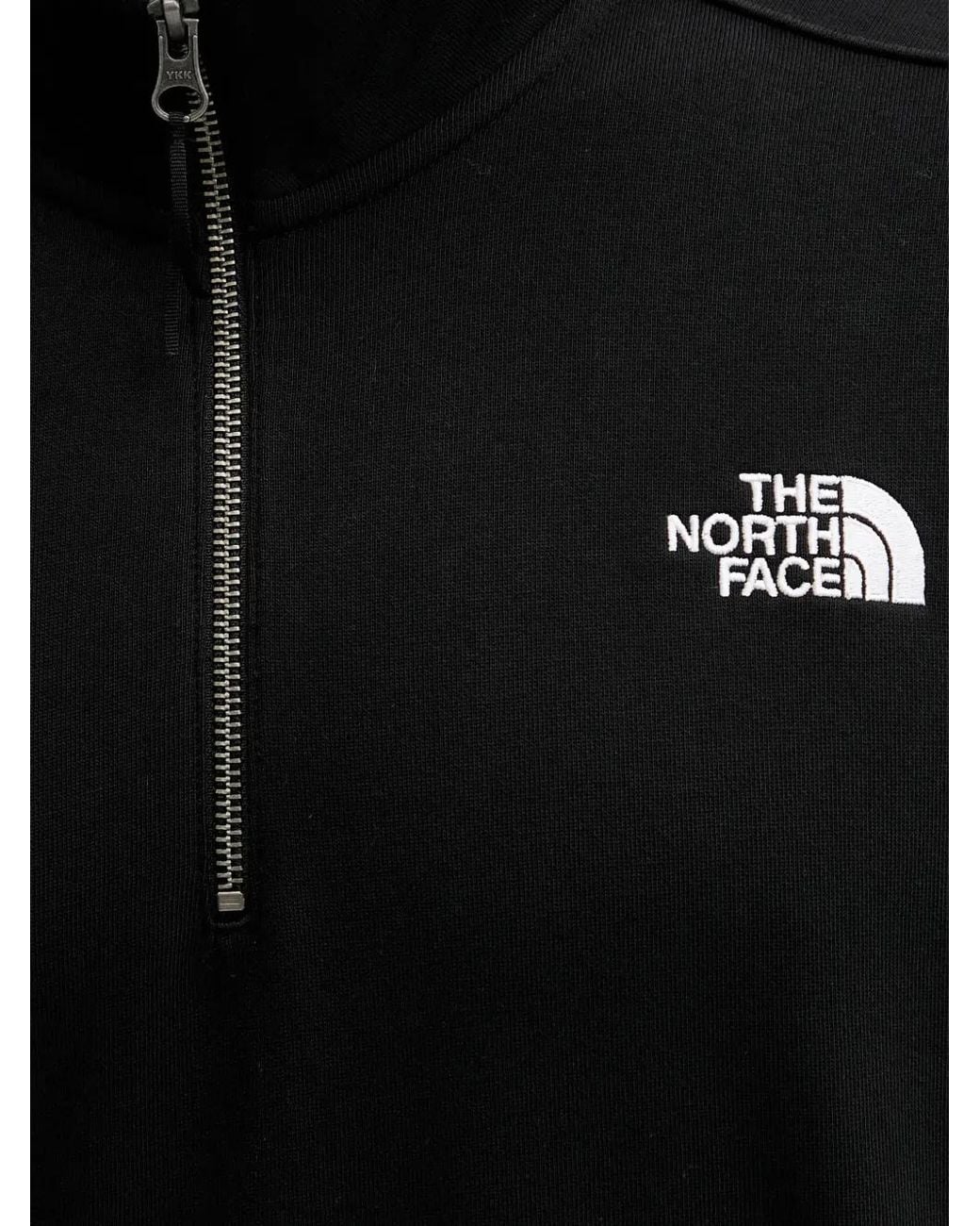 The North Face Black Quarter-Zip Logo-Embroidered Sweatshirt