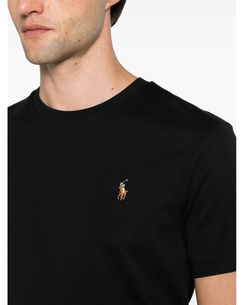 Polo Ralph Lauren Black Pony-Embroidered T-Shirt for men