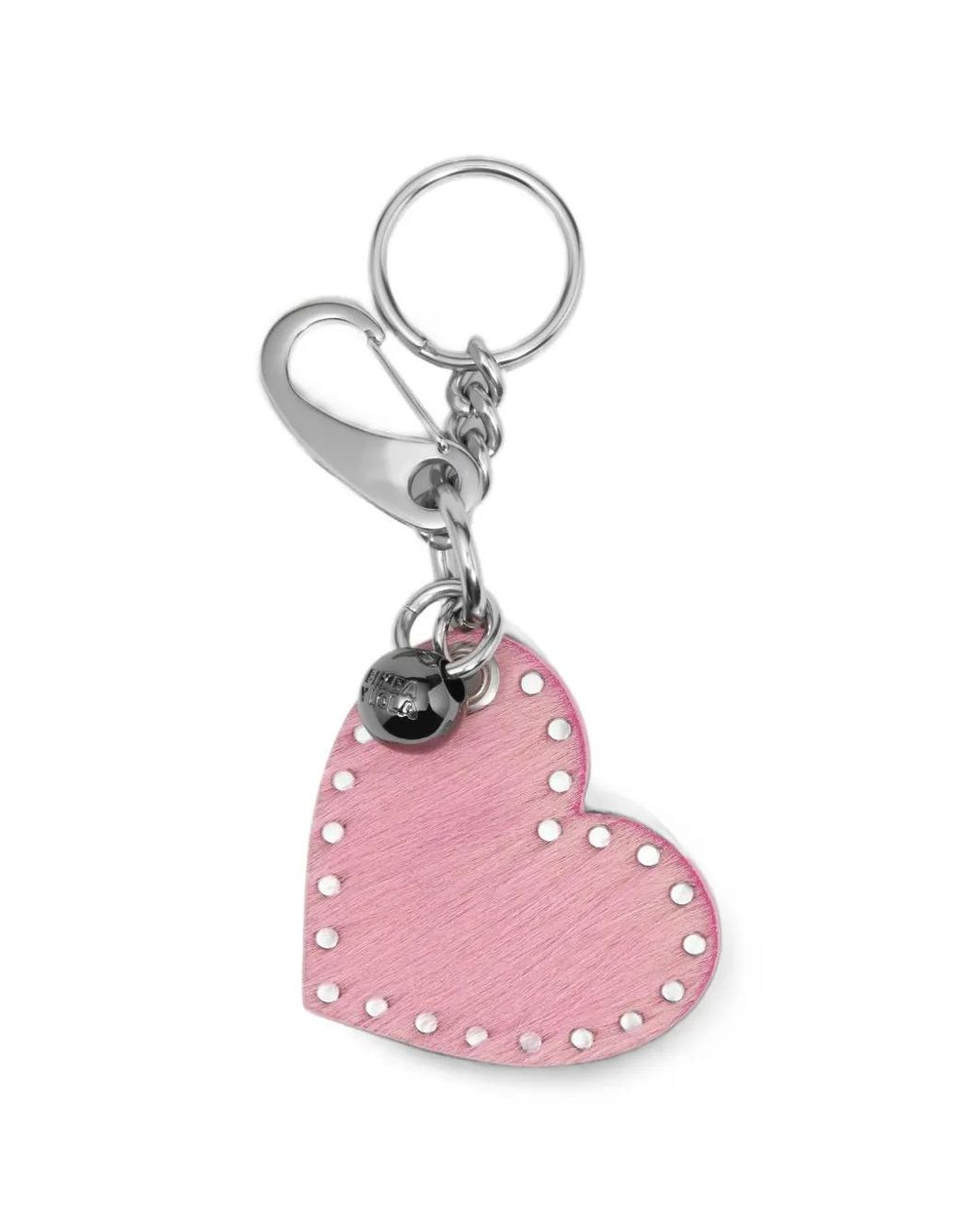 Bimba Y Lola Pink Heart Keyring With Fur And Studs