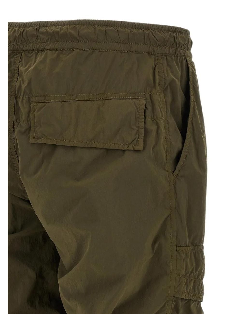 Stone Island Green Nylon Smerigliato_S.I. Ghost Loose-Fit Cargo Trousers With Snap Pockets for men