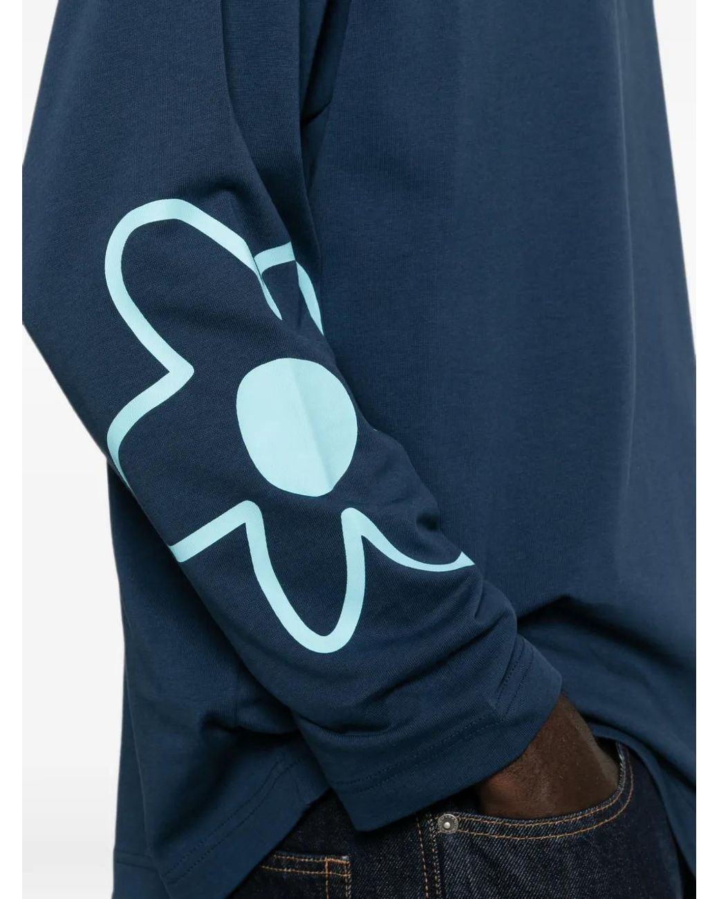 flâneur Blue Blossom Logo-Print Long-Sleeve T-Shirt for men