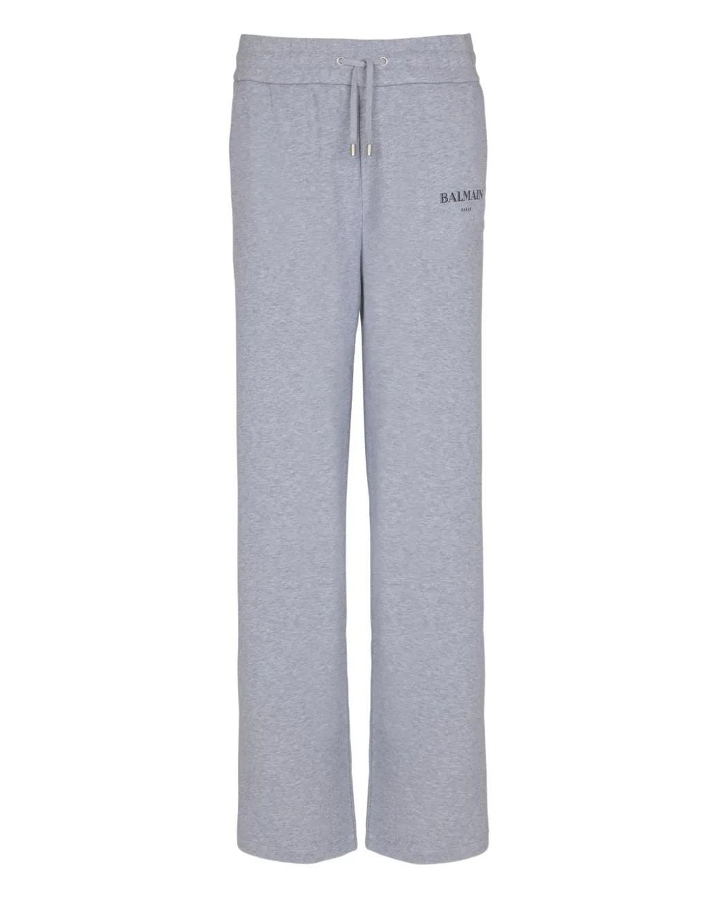 Balmain Gray Logo-Print Track Pants