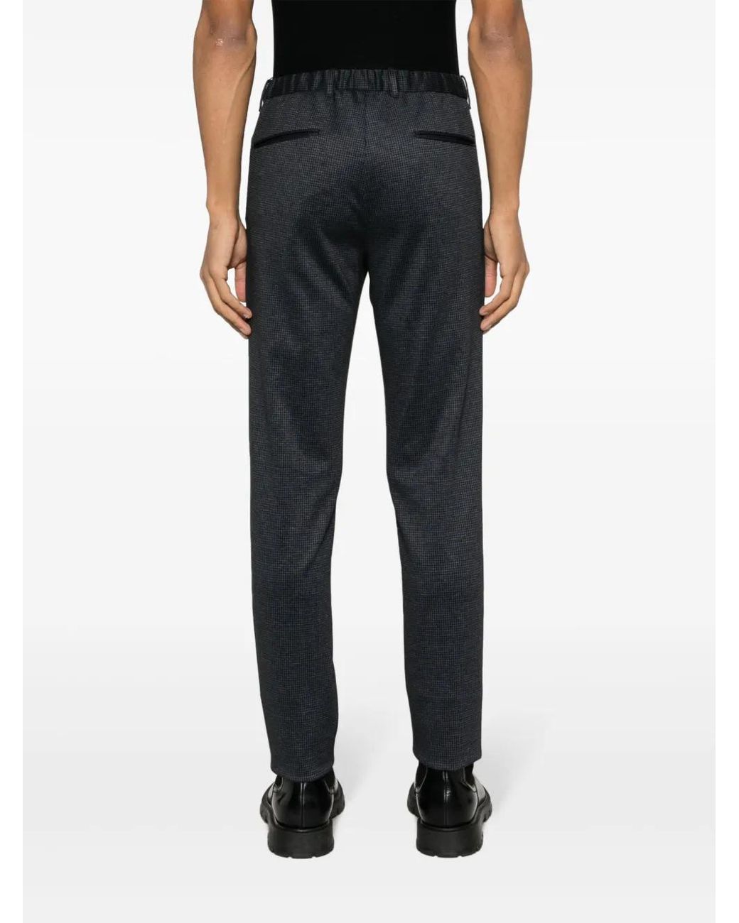Incotex Blue Houndstooth-Pattern Tailored Trousers for men