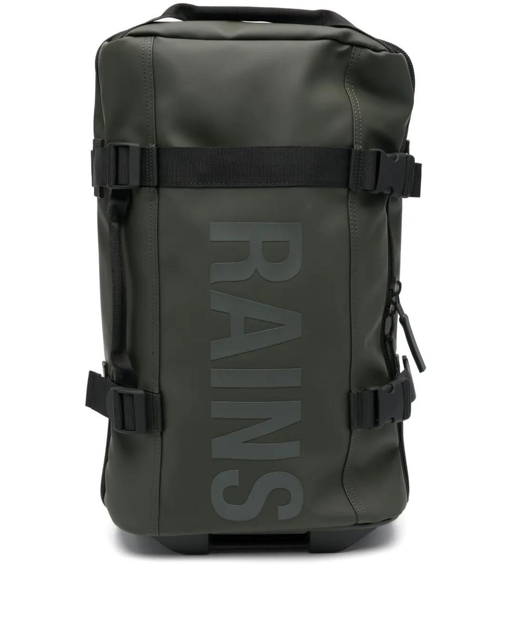 Rains Gray Texel Logo-Print Buckle-Strap Luggage Bag for men
