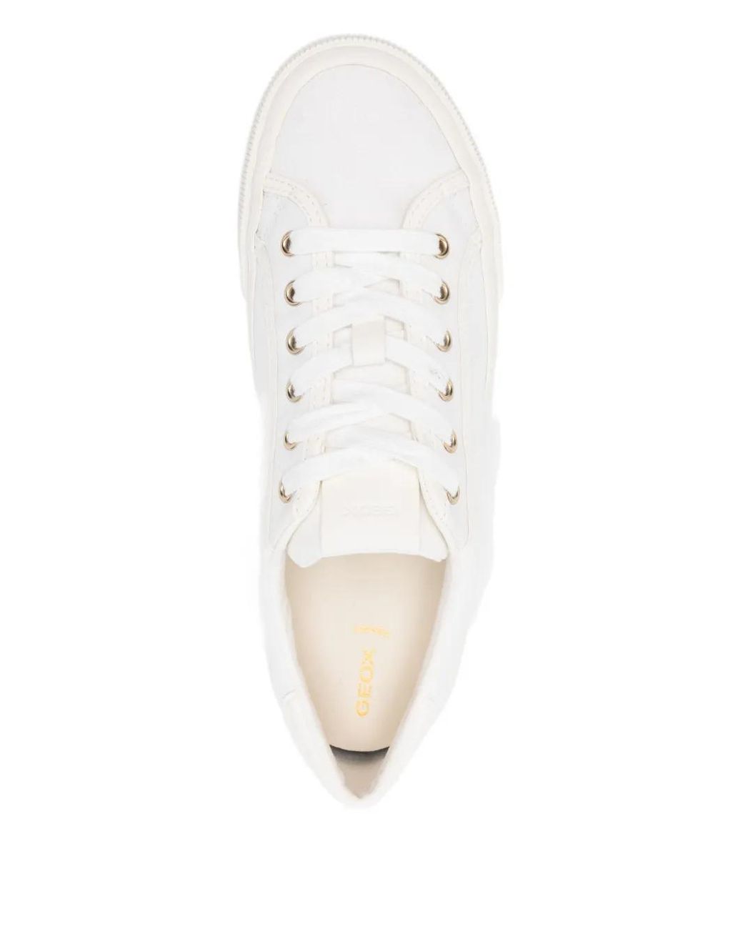 Geox White Emmeleny Leisure Lace-Up Flat Sneakers