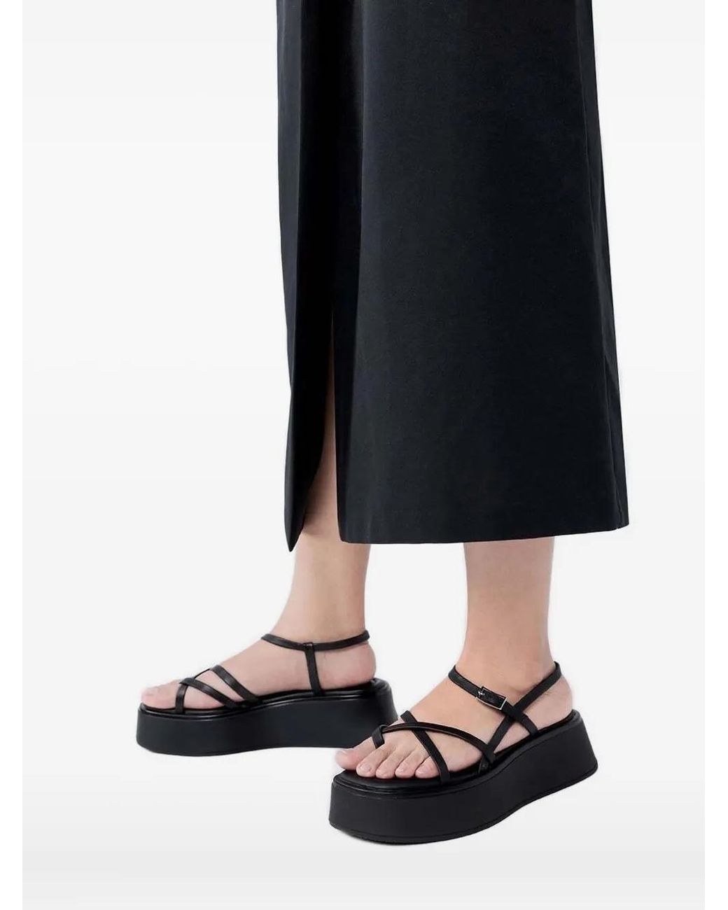 Vagabond Black Crossover Platform Sandals