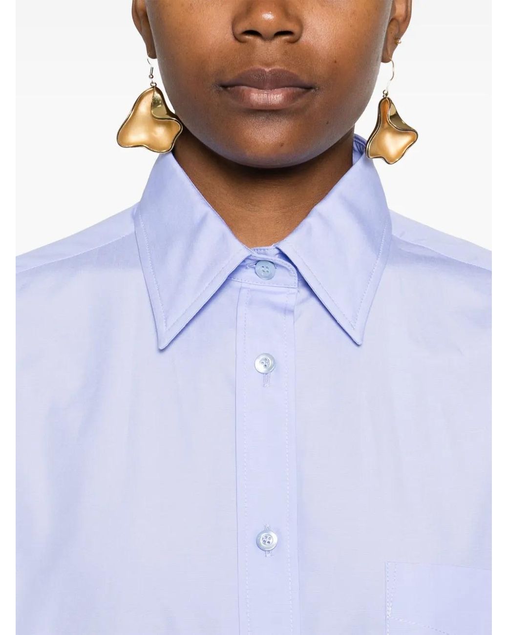 Moschino Blue Logo-Embroidered Shirt