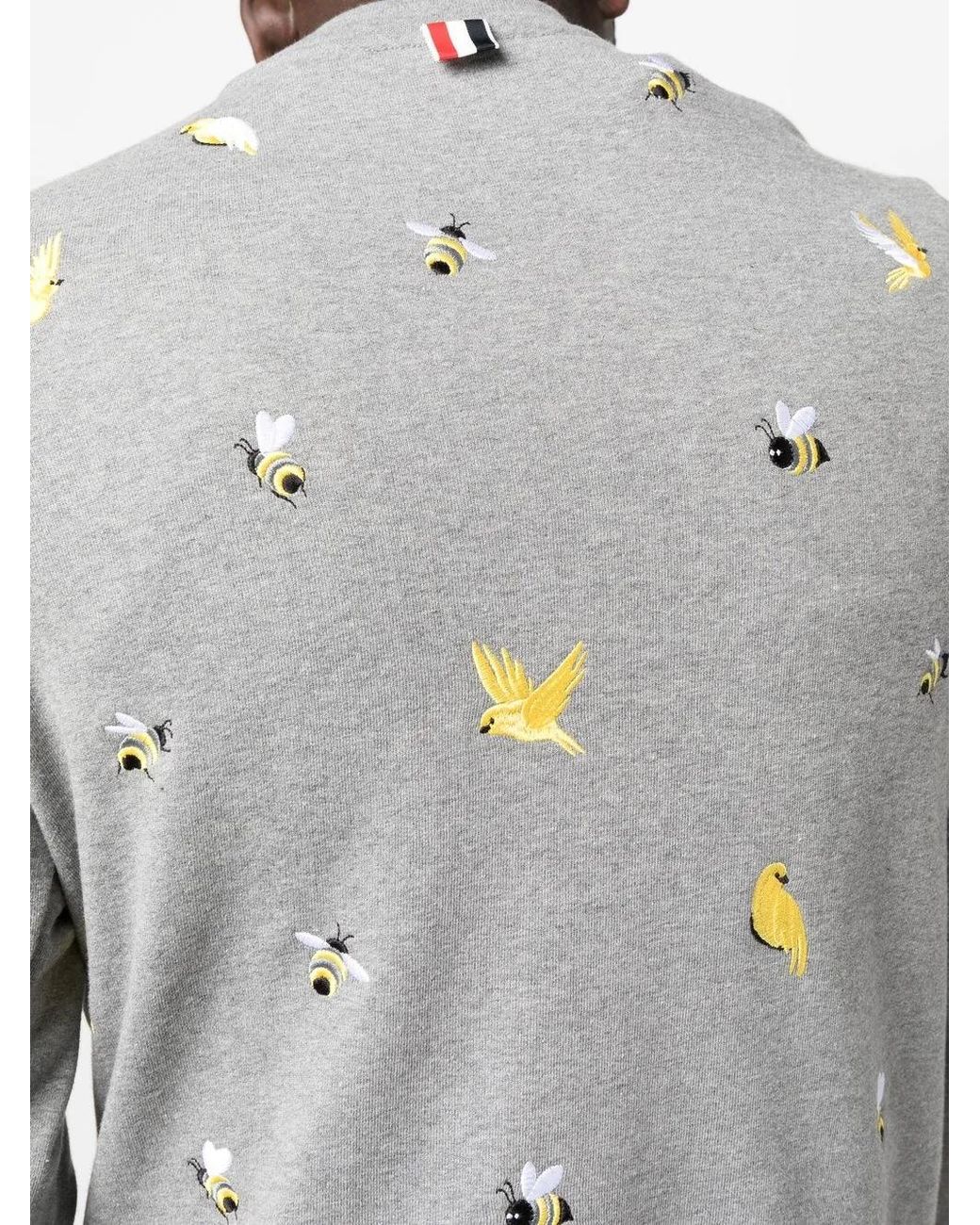 Thom Browne Gray Embroidered Cotton Sweatshirt for men