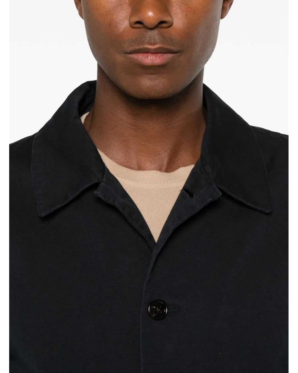 Profuomo Black Button-Up Shirt Jacket for men