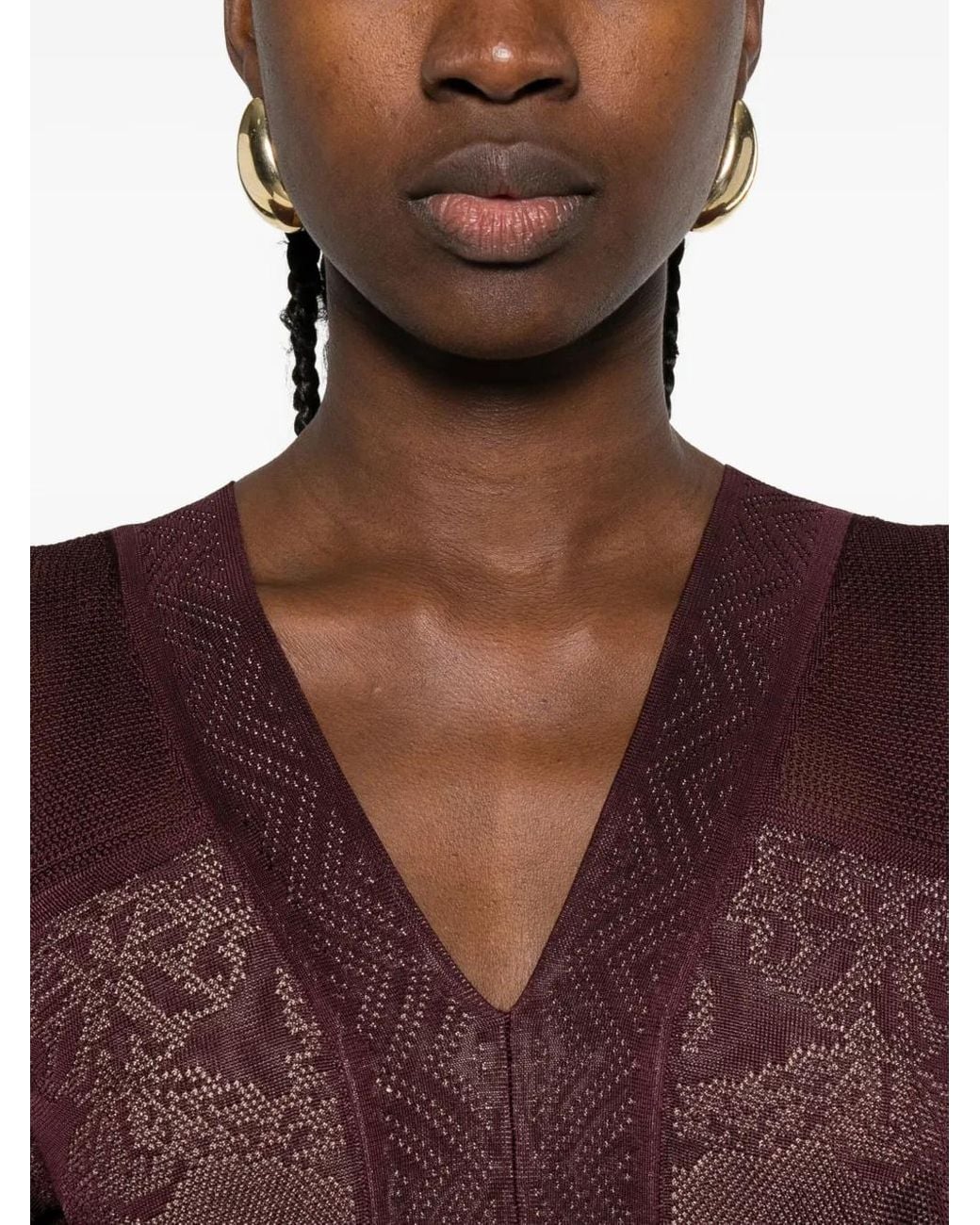 Twinset Purple Maxi V-Neck Dress
