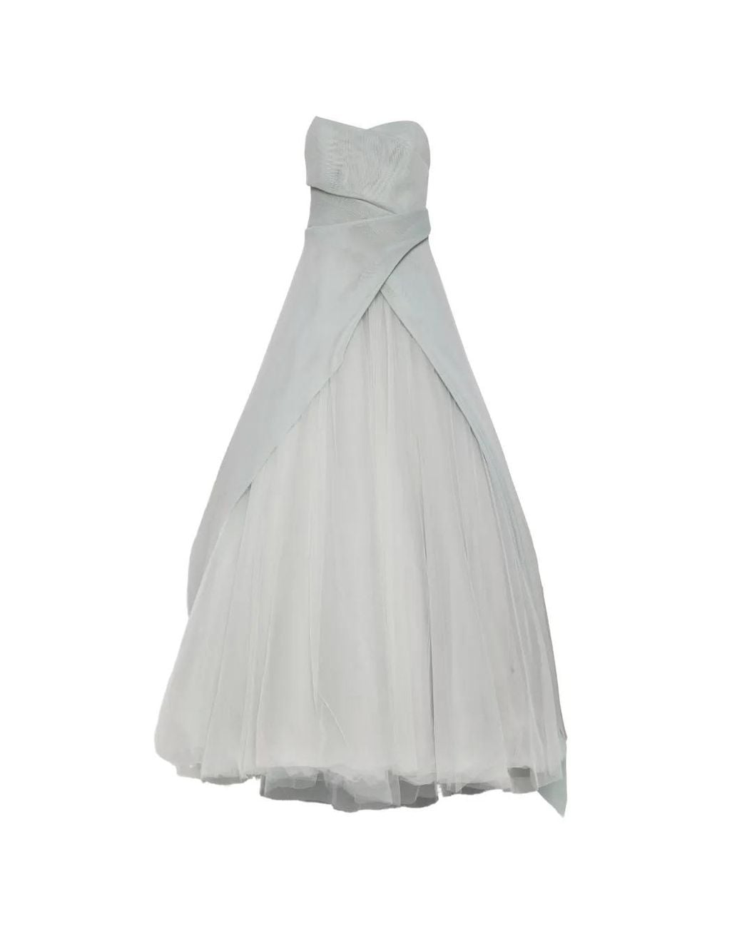 Monique Lhuillier White Strapless Mesh-Panelled Gown