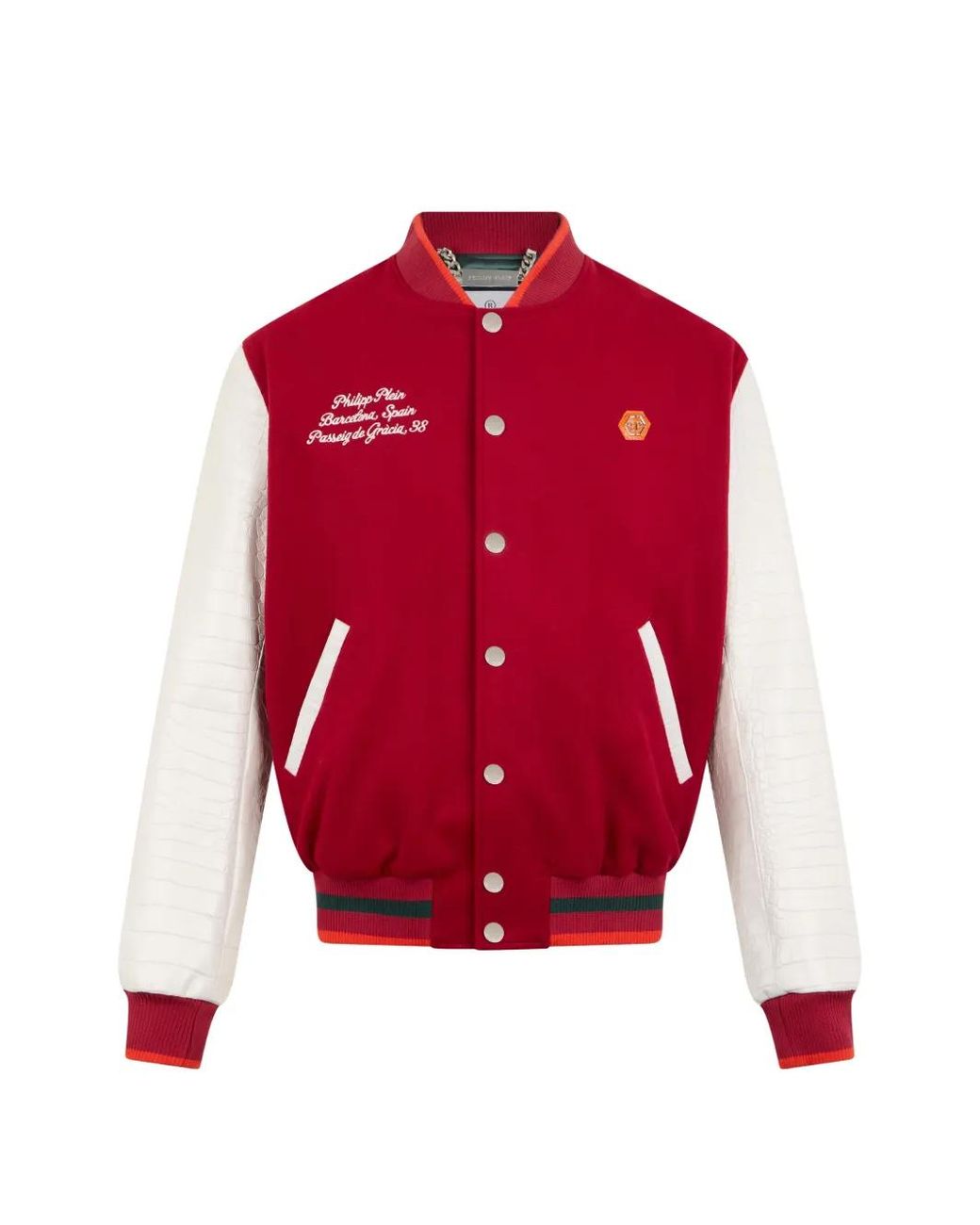 Philipp Plein Red Button-Fastening Bomber Jacket for men