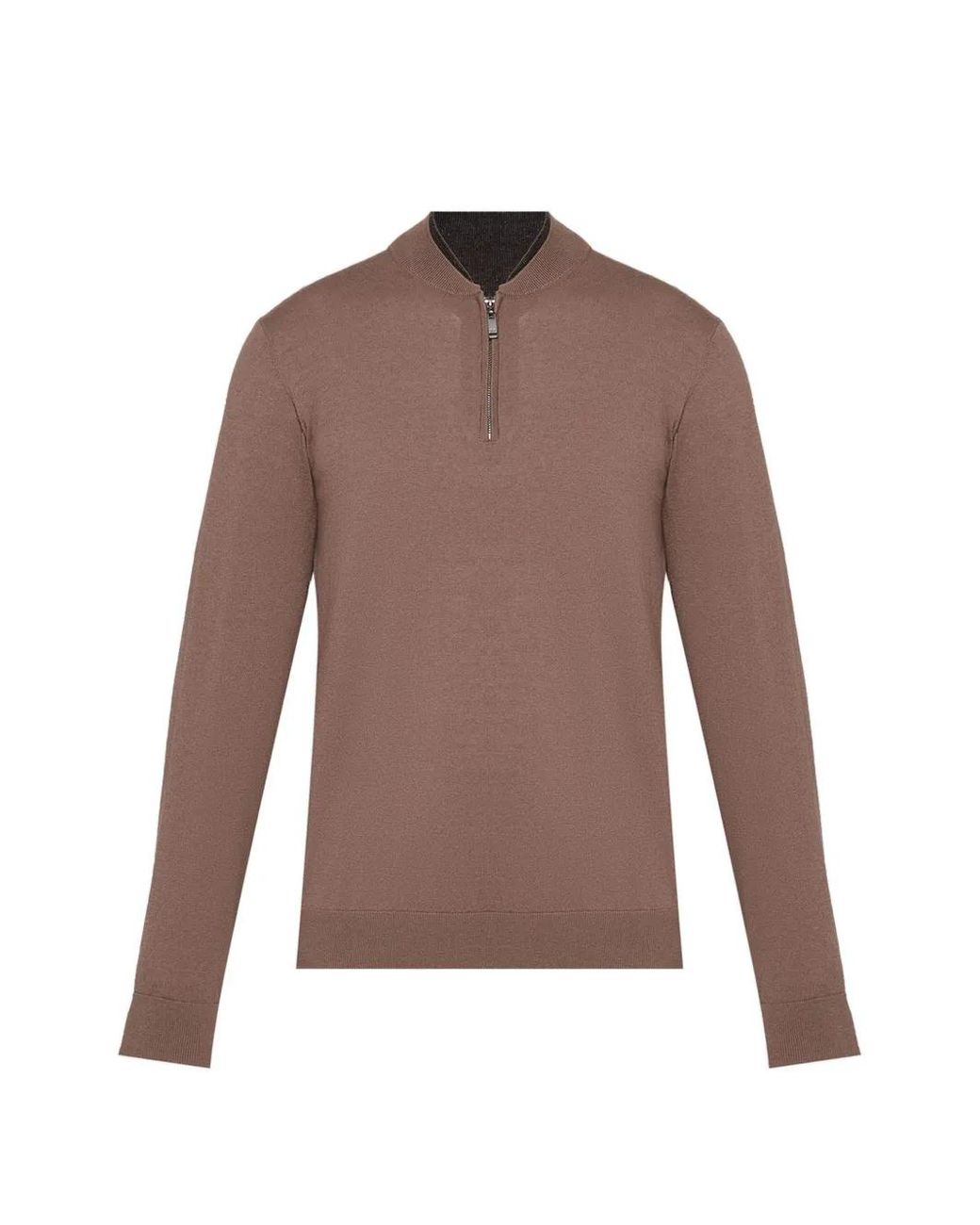 Pal Zileri Brown Zip-Fastening Sweater for men