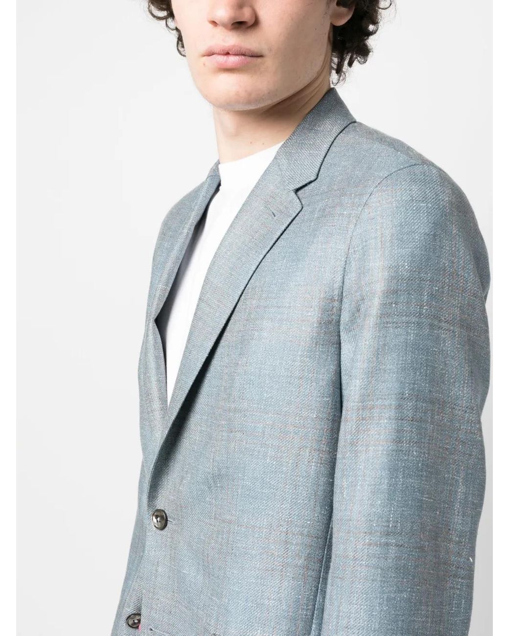 Zegna Blue Single-Breasted Blazer for men