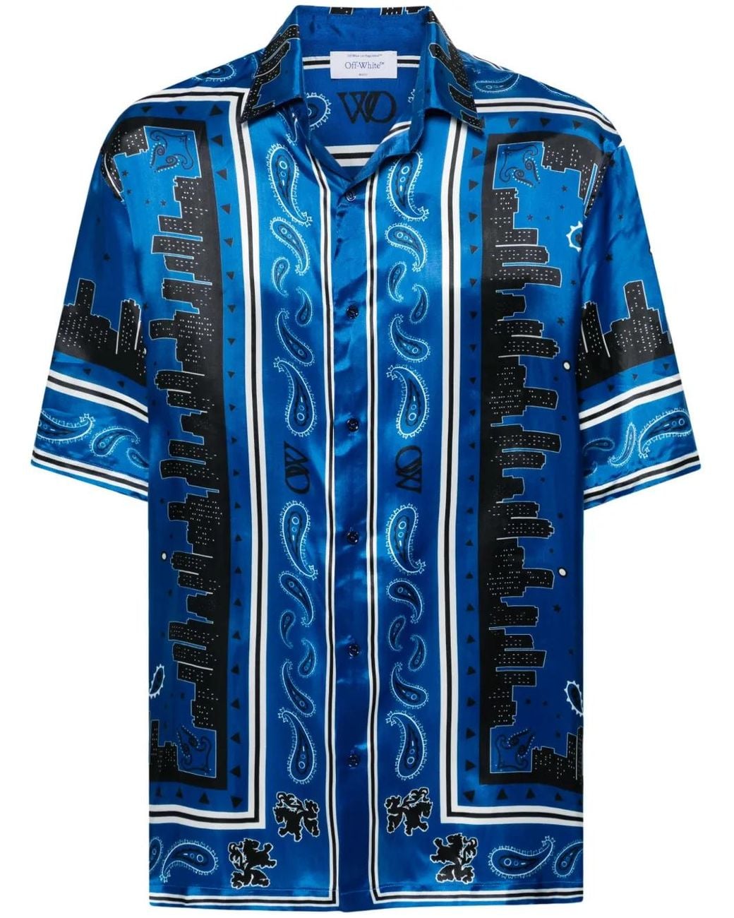 Off-White c/o Virgil Abloh Blue Bandana Vacation Shirt for men