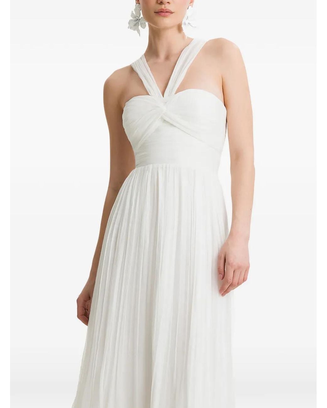 Framboise White Emme Pleated Midi Dress