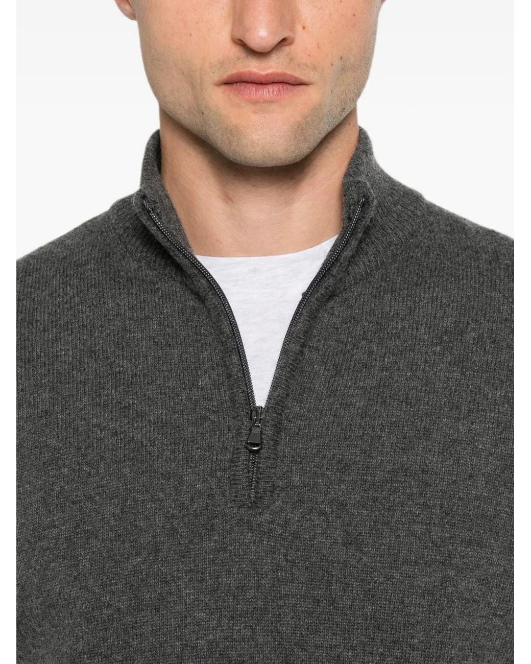 SERGIO MORETTI FIRENZE Gray Quarter-Zip Sweater for men