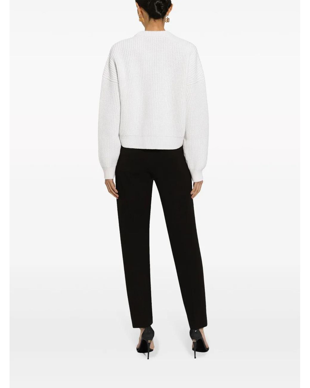 Dolce & Gabbana White Large Logo Chunky Knit