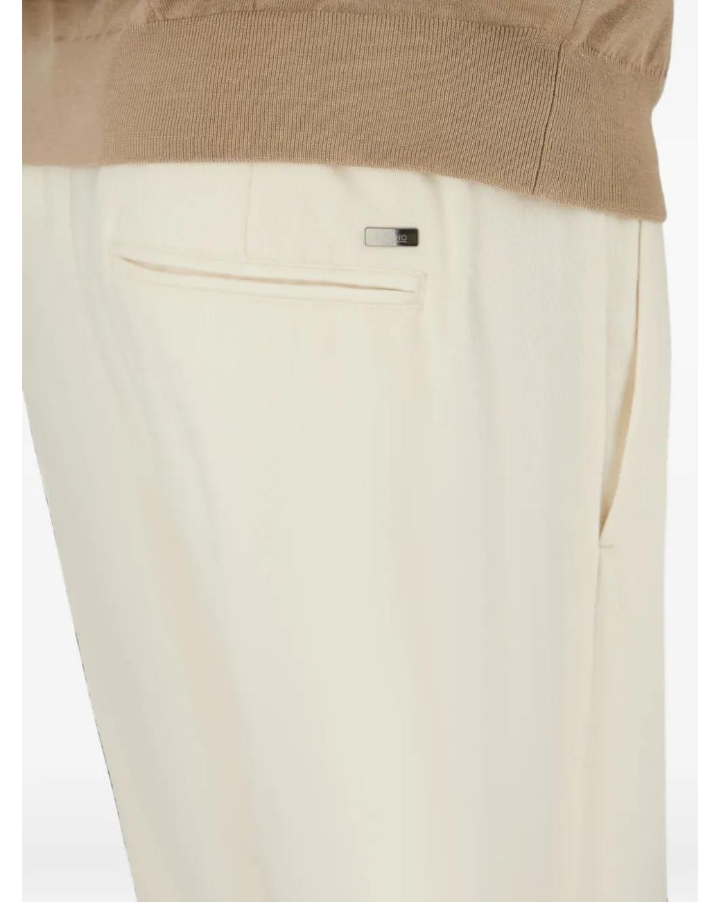 Herno White Pleated Trousers for men