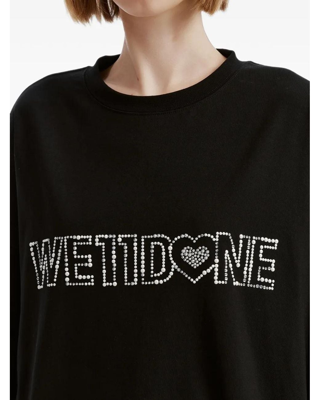we11done Black Crystal-Embellished Long-Sleeve T-Shirt
