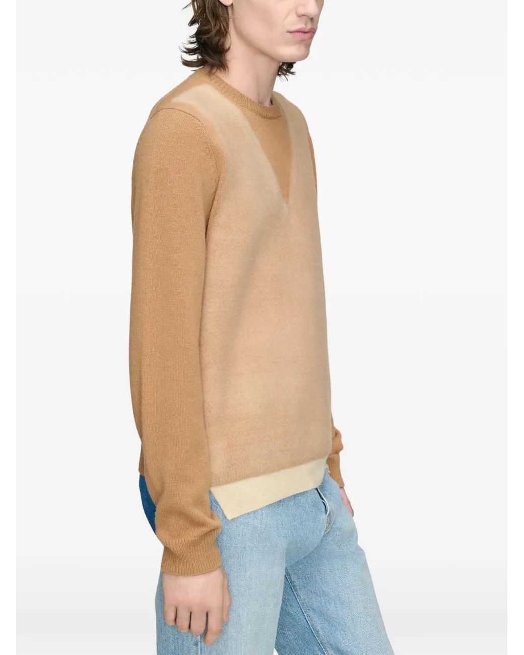 Maison Margiela Natural Fused Knit Wool Crewneck Sweater for men