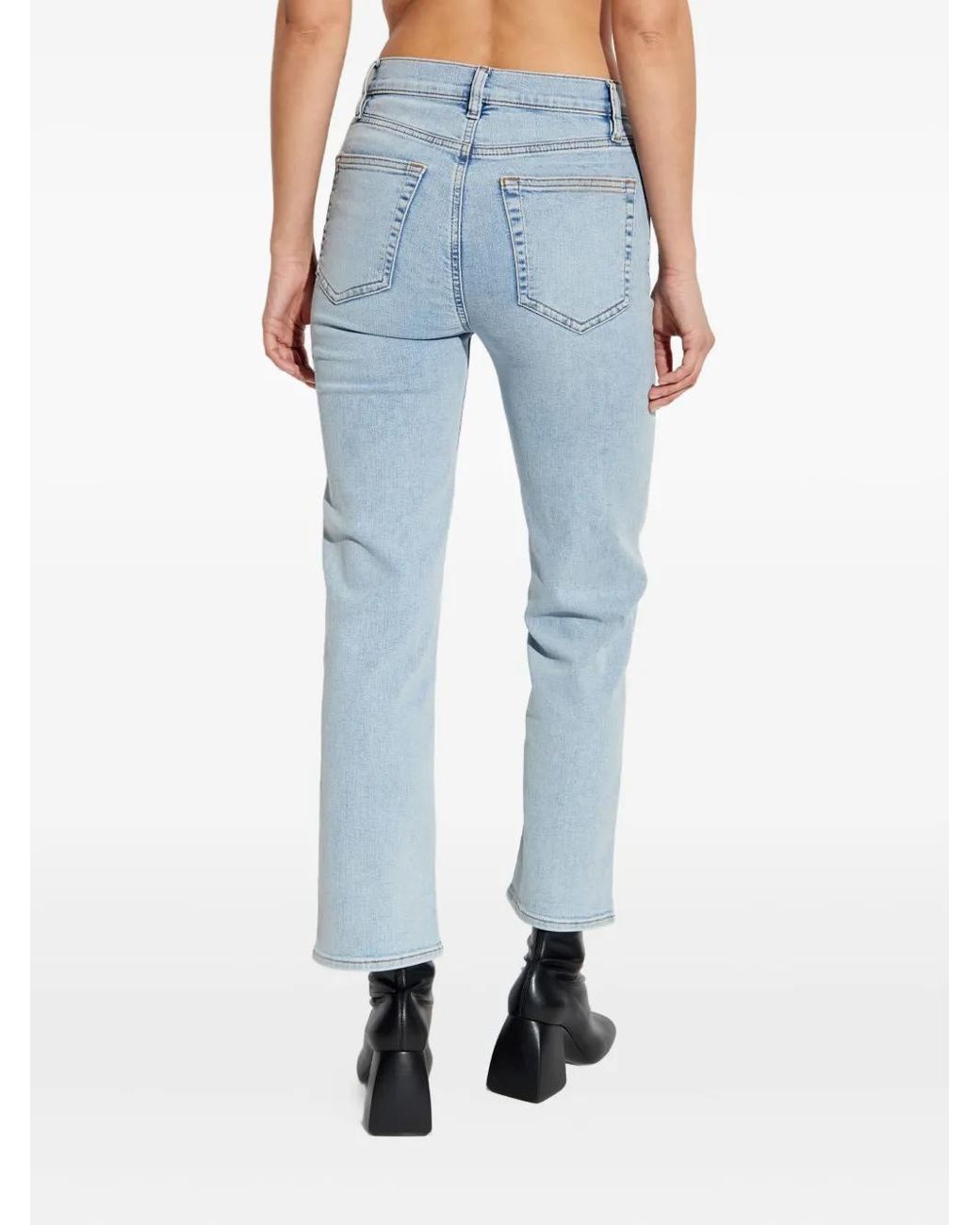 FRAME Blue Buttoned Straight-Leg Jeans