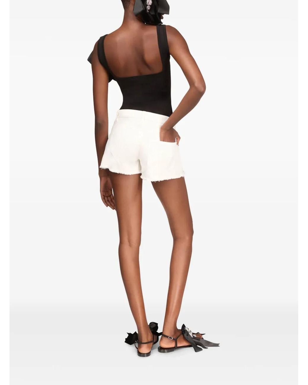 Area White Crystal-Embellished Shorts