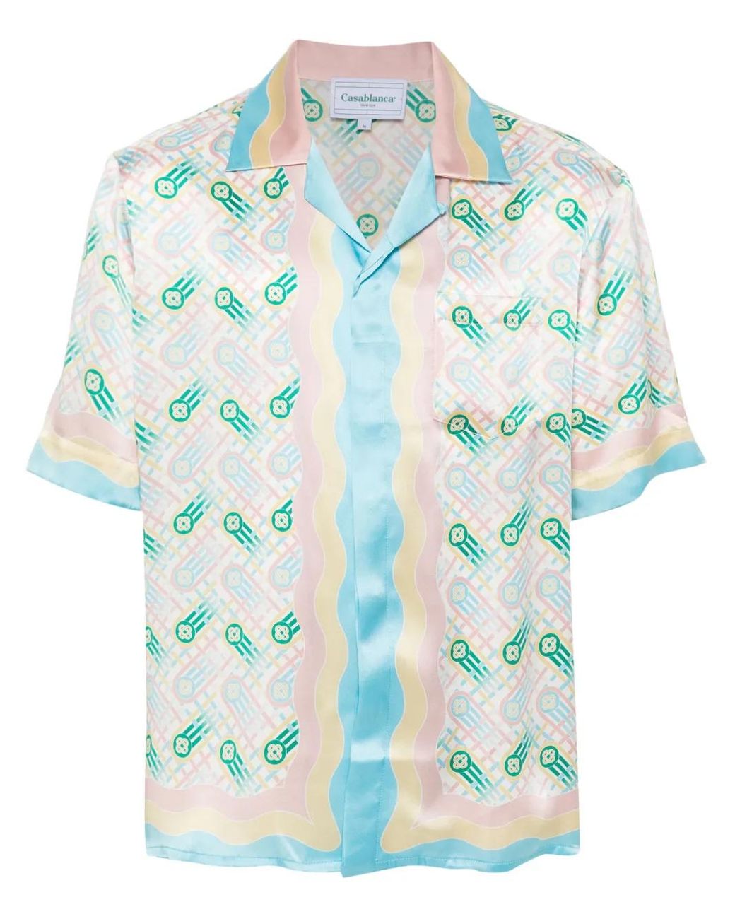 Casablanca Blue Ping Pong Silk Shirt for men
