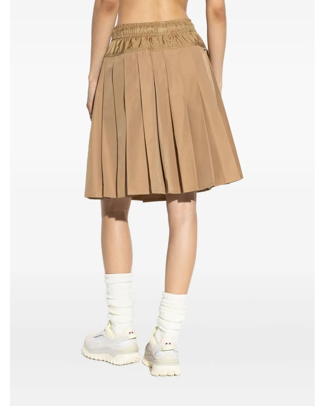 Moncler Natural Jupe Plissée À Lien De Resserrage