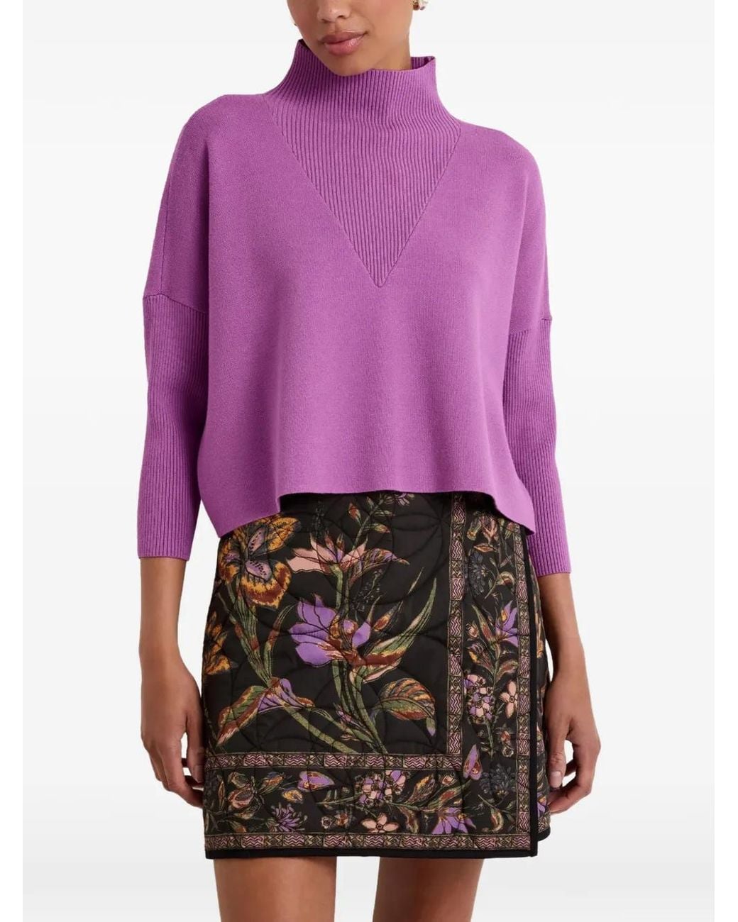 Knit Ribbed Purple Top Marie Oliver Claudie Ribbed-Knit Sweater in Pink | Lyst