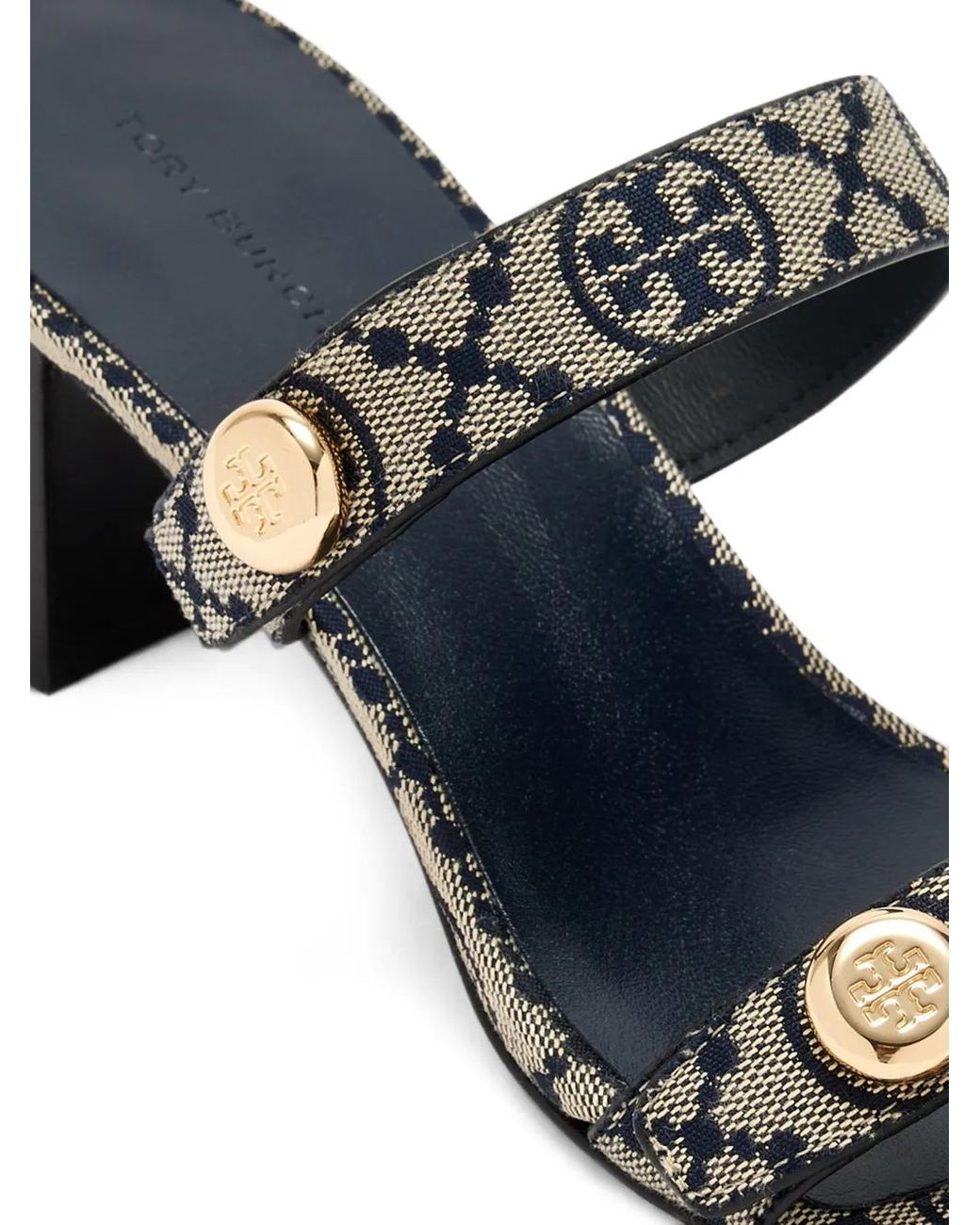 Tory Burch White Romy T Monogram Button-Embellished Sandals