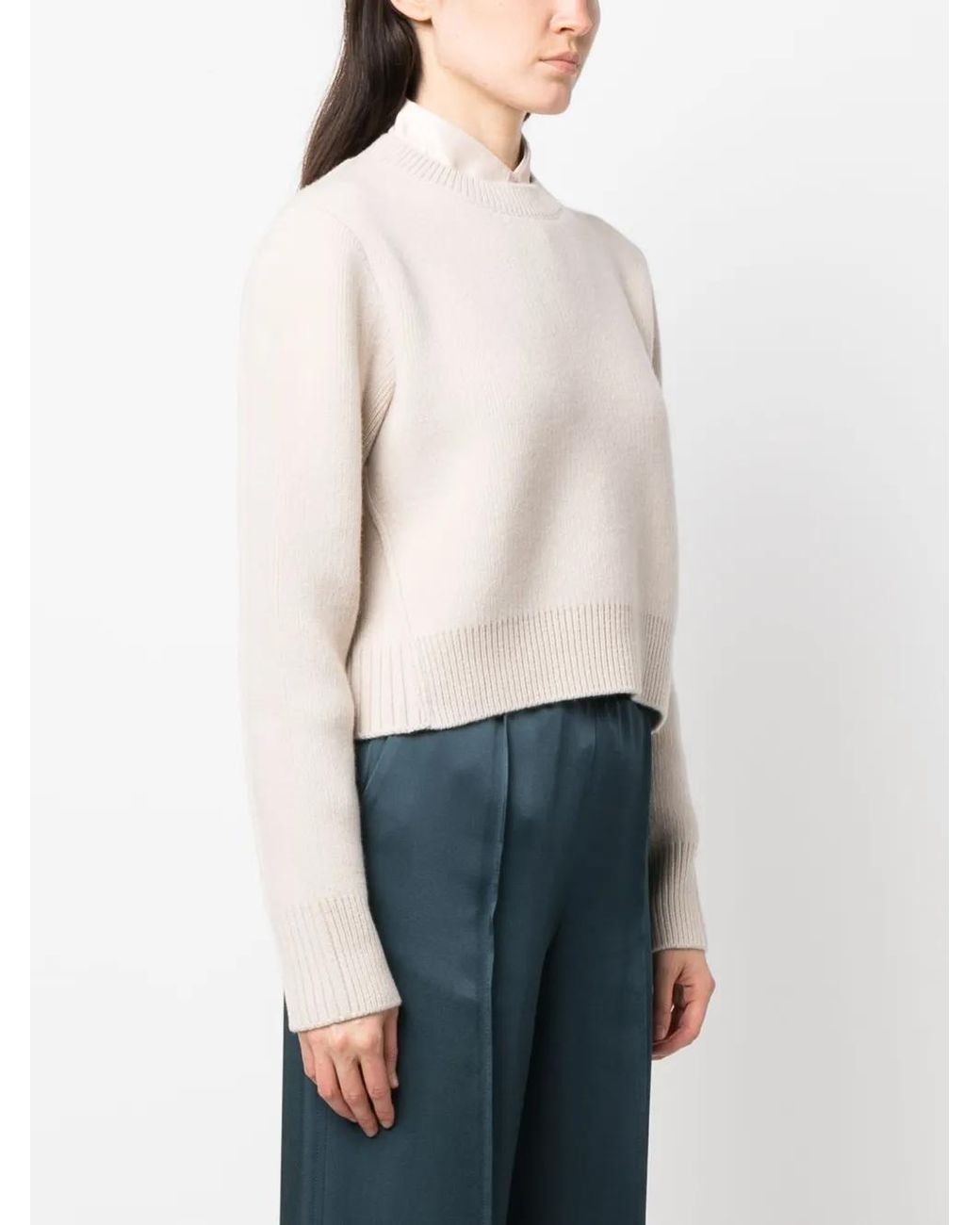 Lanvin White Crew-Neck Cropped Jumper