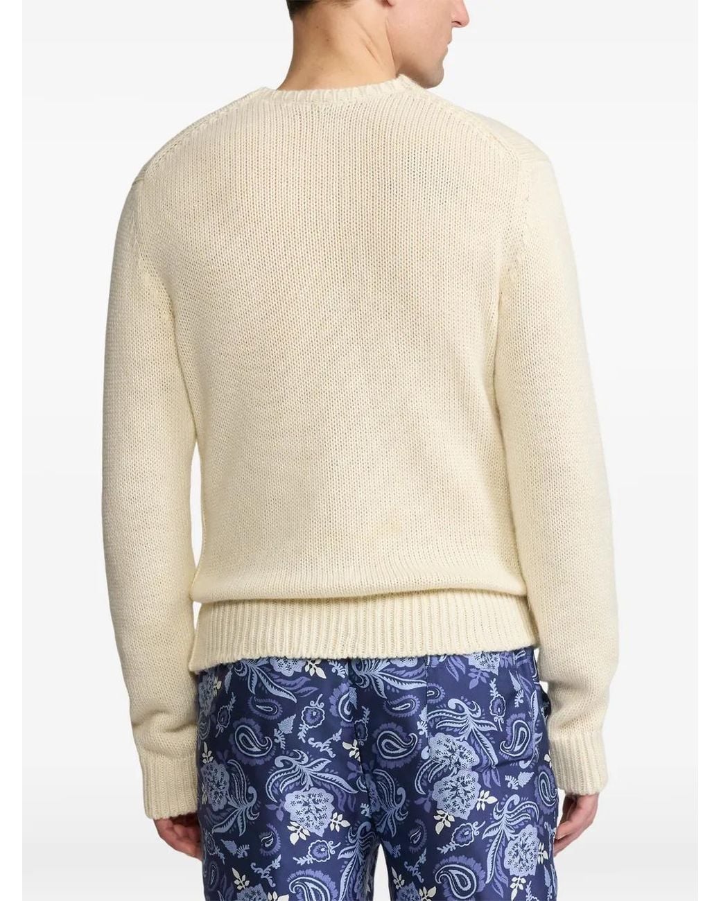 Ralph Lauren White Crew-Neck Sweater for men