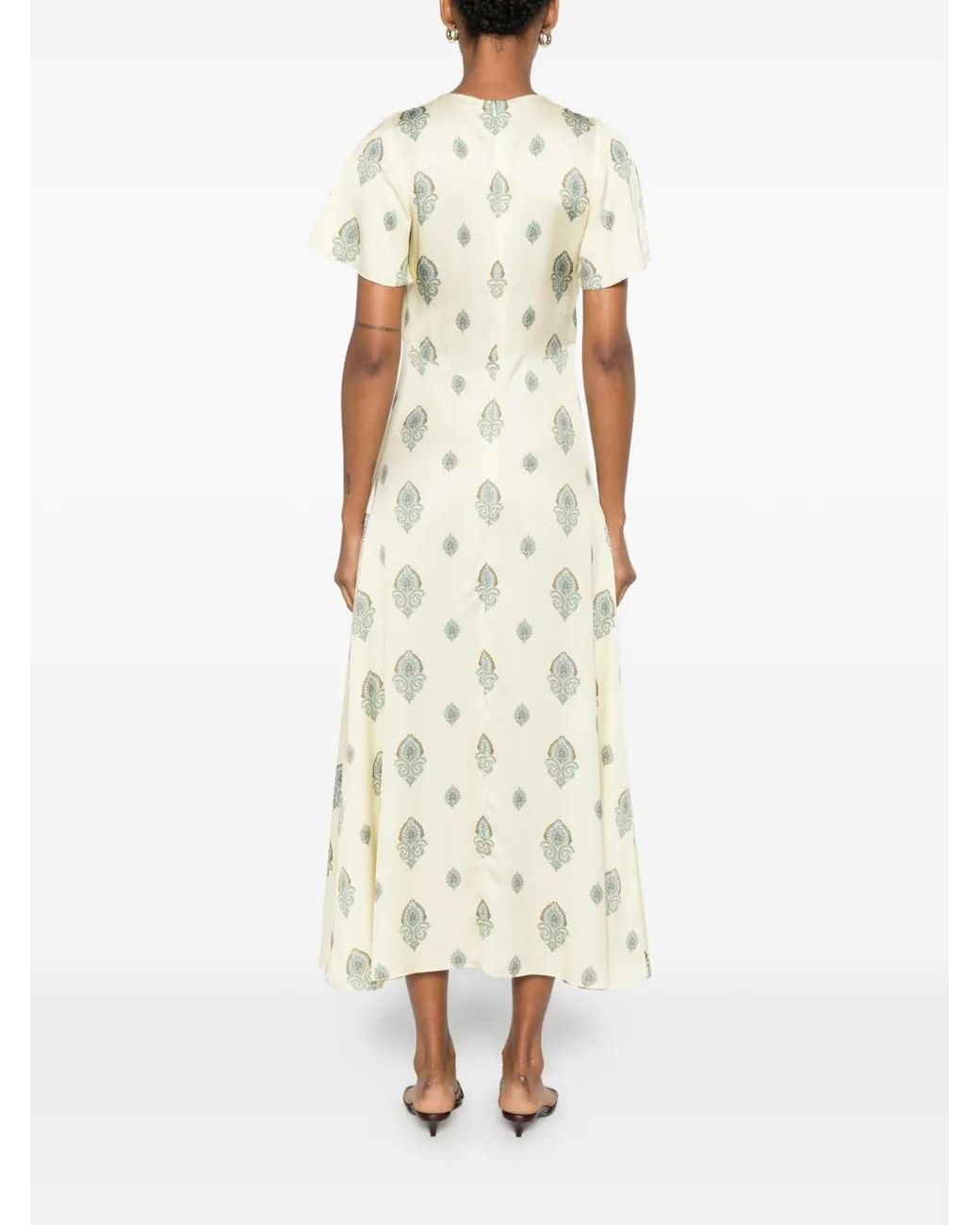 Sandro White Paisley Print Midi Dress