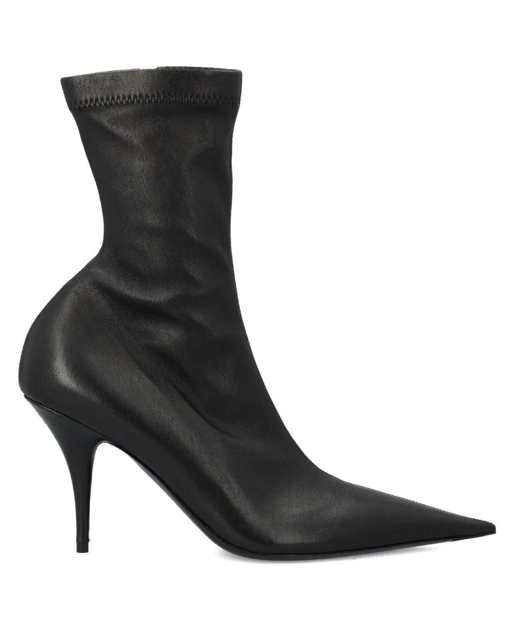 Balenciaga Black Avenue Point-Toe Logo-Plaque Boots