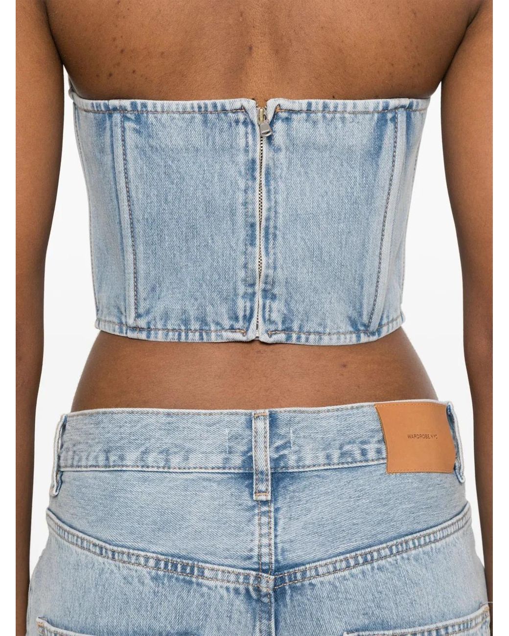 Wardrobe NYC Blue Strapless Denim Top