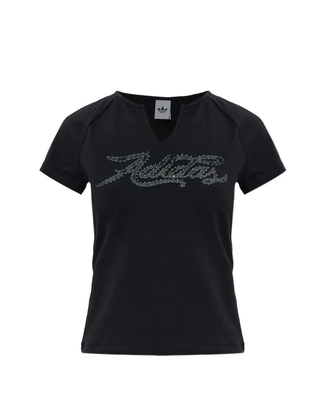 Adidas Black Crystal-Embellished V-Neck T-Shirt
