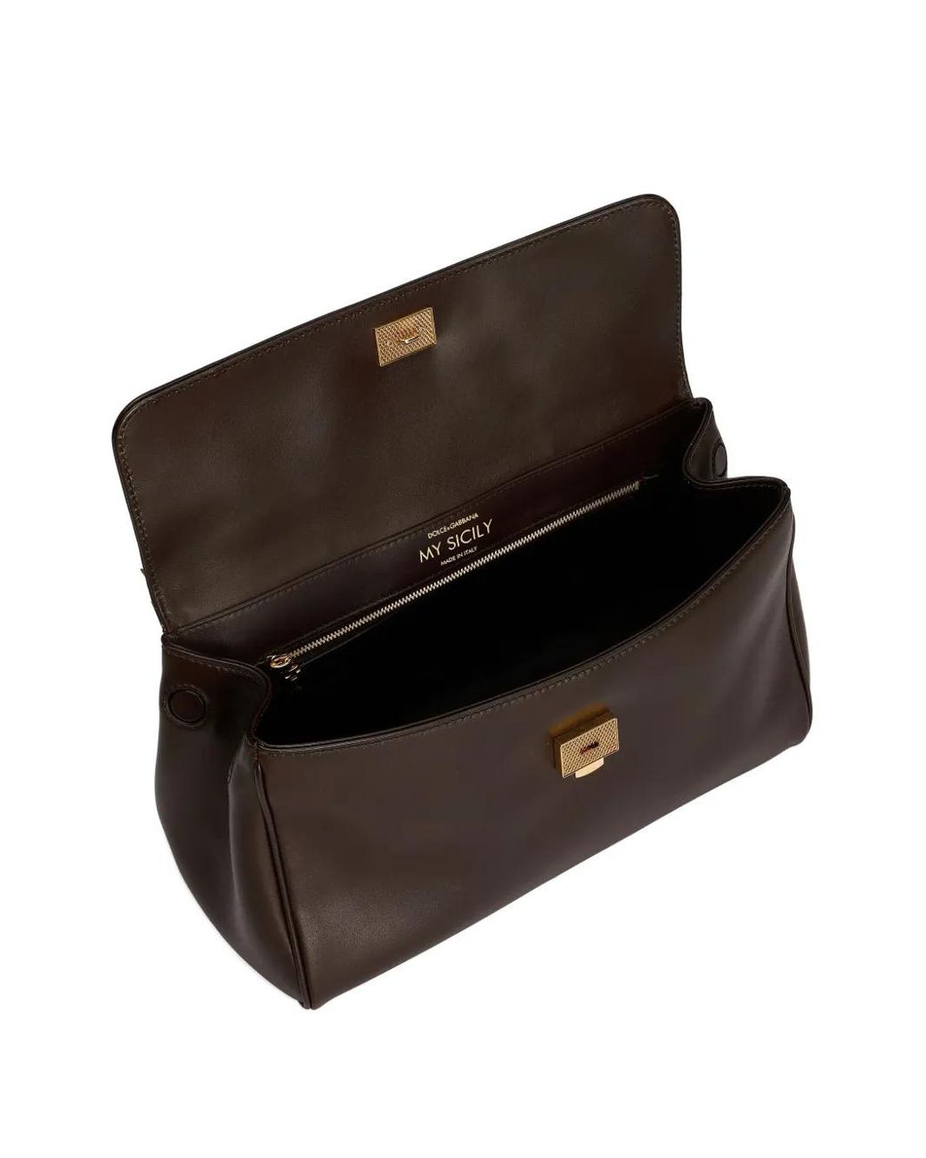 Dolce & Gabbana Brown Medium Sicily Leather Tote Bag