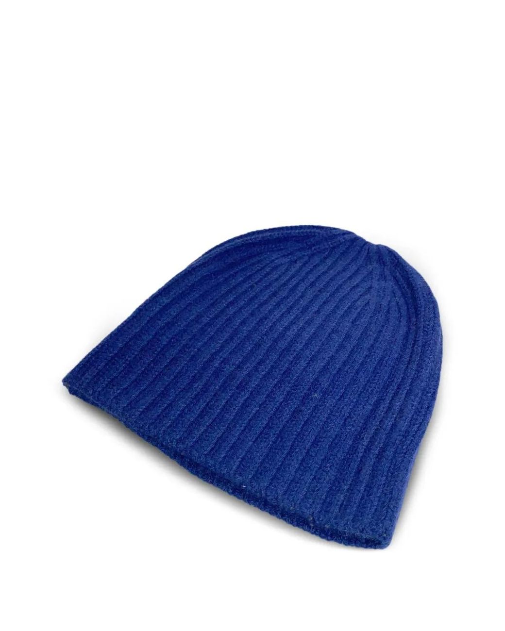 LA ROSE Blue Ribbed-Knit Beanie