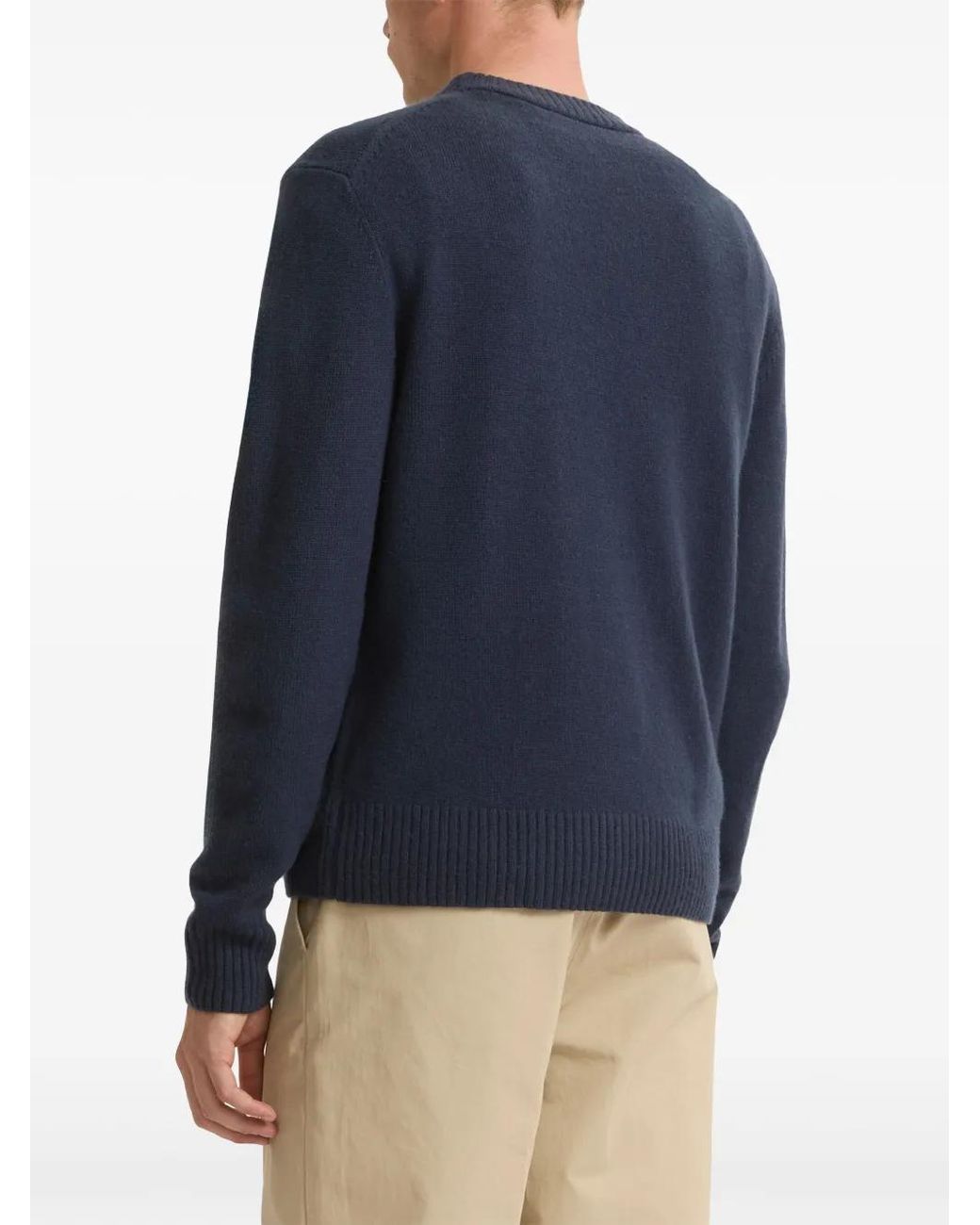 Yves Salomon Blue Crew Neck Knit Jumper for men